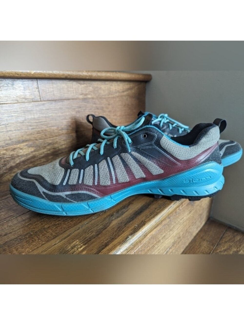 Ecco Men's Biom Trail Running Shoe men's Gray Teal & OfRed size 46 - Picture 9 of 15